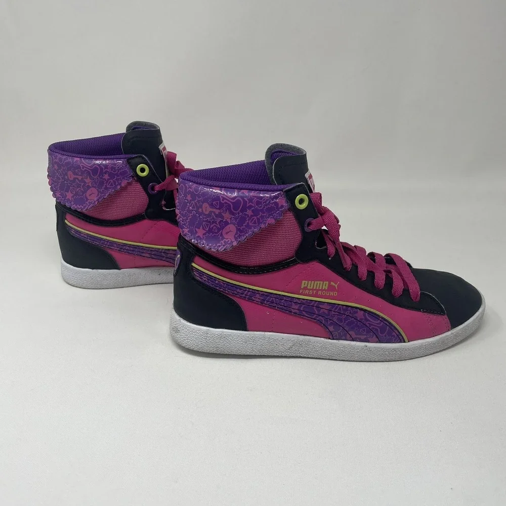 PUMA Girl's First Round Secret Poke Black Mag Purple Streetwear Sneakers Size 5
